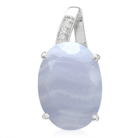 Blue Lace Agate Silver Pendant