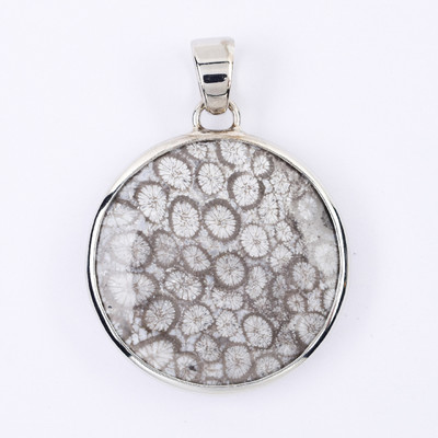 Petrified Coral Silver Pendant