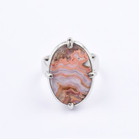 Lace Agate Silver Ring