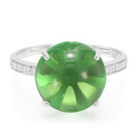 Dominican Green Amber Silver Ring