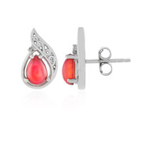 Red Ethiopian Opal Silver Earrings
