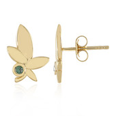 9K SI1 Green Diamond Gold Earrings