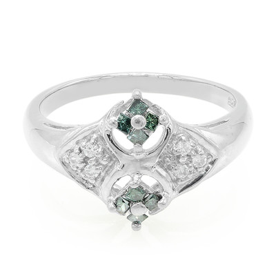Forest Green Diamond Silver Ring