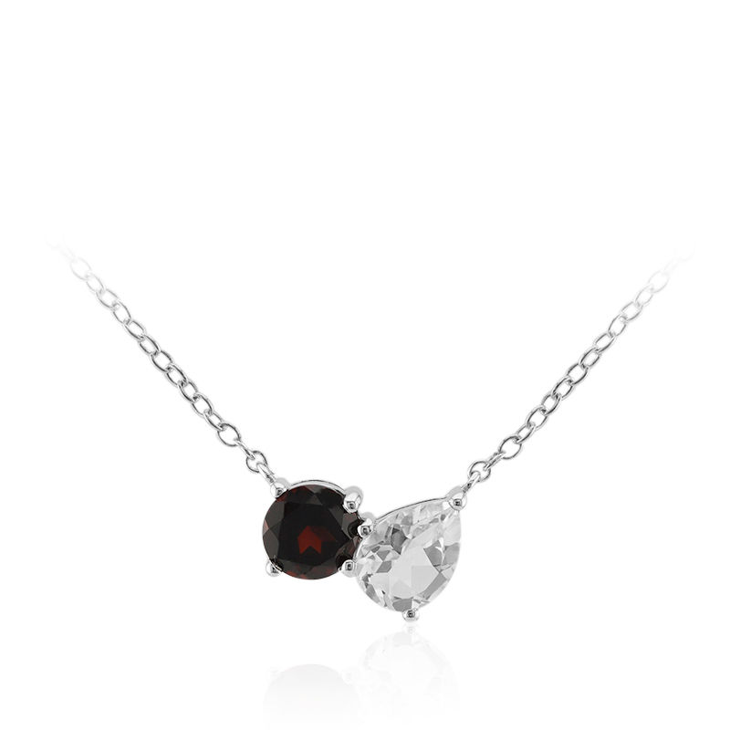 Jade Garnet Infinity Necklace - 14K White Gold |JewelsForMe