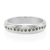 Emerald Green Diamond Silver Ring