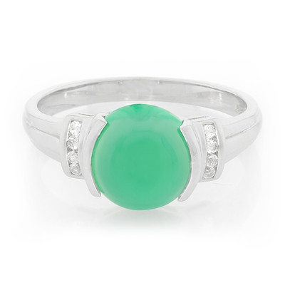 Green Chalcedony Silver Ring