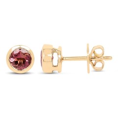 14K Pink Tourmaline Gold Earrings