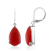 Red Agate Silver Earrings