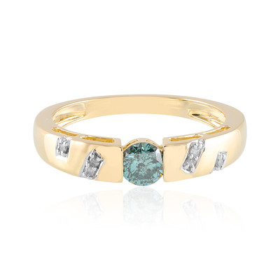 9K I3 Blue Diamond Gold Ring