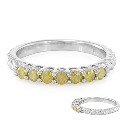 Yellow Diamond Silver Ring
