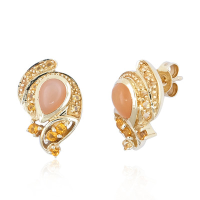 9K Peach Moonstone Gold Earrings