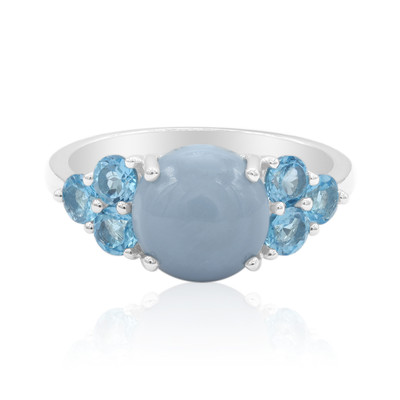 Madagascar Blue Opal Silver Ring