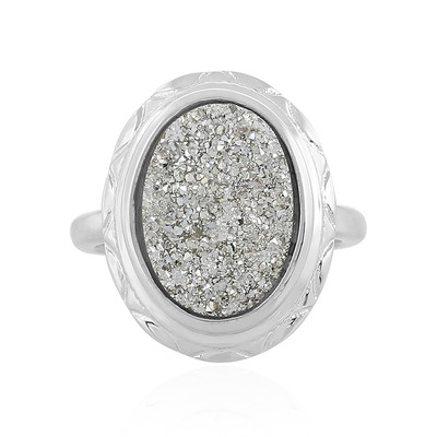 Silver Glitter Agate Silver Ring
