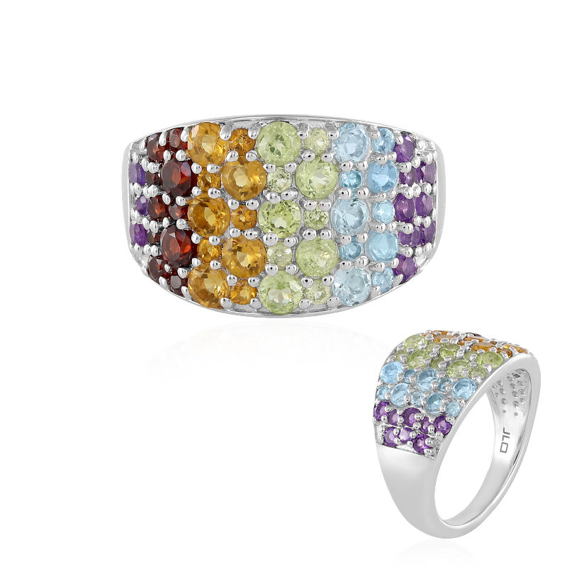 Amour 3 1/4 CT TGW Cushion-shape Citrine, Amethyst and White Topaz Ring In  Yellow Plated Sterling Silver JMS008360-7 - Jewelry - Jomashop