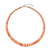 Orange Spiny Oyster Shell Silver Necklace