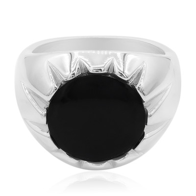 Black Jadeite Silver Ring (Annette)