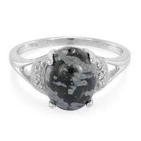 Snowflake Obsidian Silver Ring