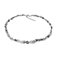 Black Rutile Quartz Silver Necklace