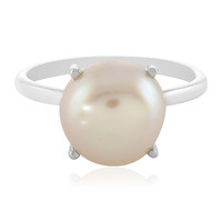 Peach Freshwater Pearl Silver Ring
