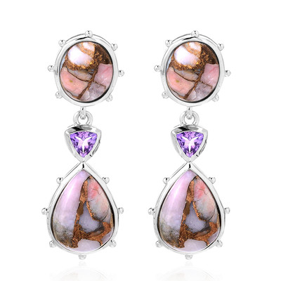 Pink Opal Mosaic Silver Earrings (Dallas Prince Designs)