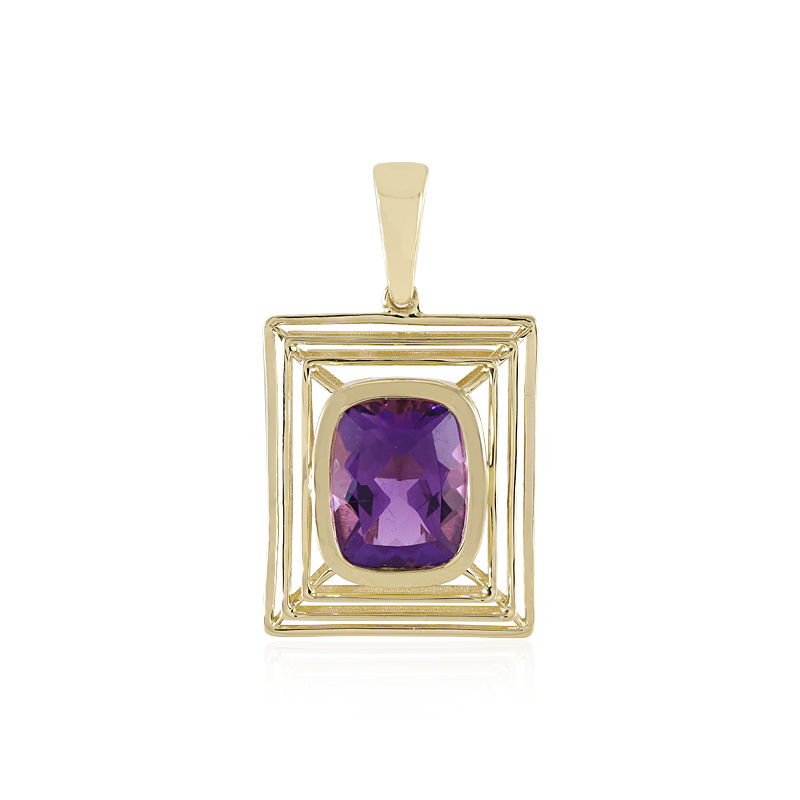 Sterling Silver Pendant With Emerald Cut Amethyst And Diamond -  cooksongold.com