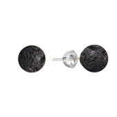 Black Lava Silver Earrings
