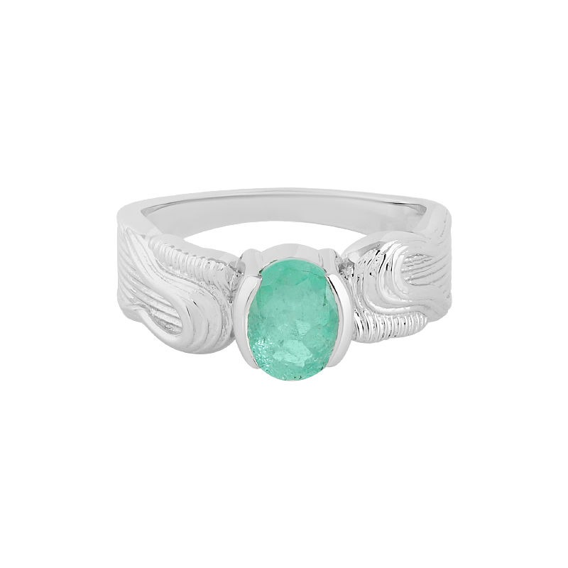 Sterling Silver Square Beaded Design Pave Emerald Ring | Jewelers in  Rochester, NY