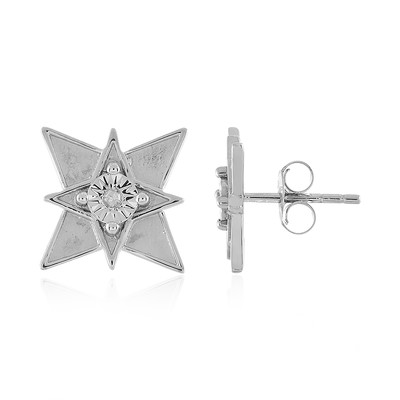 I4 (J) Diamond Silver Earrings