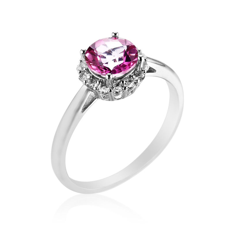 6.50 Carat Pink Topaz and .15 ct. t.w. Multicolored Diamond Ring in 18kt  Gold Over Sterling | Ross-Simons