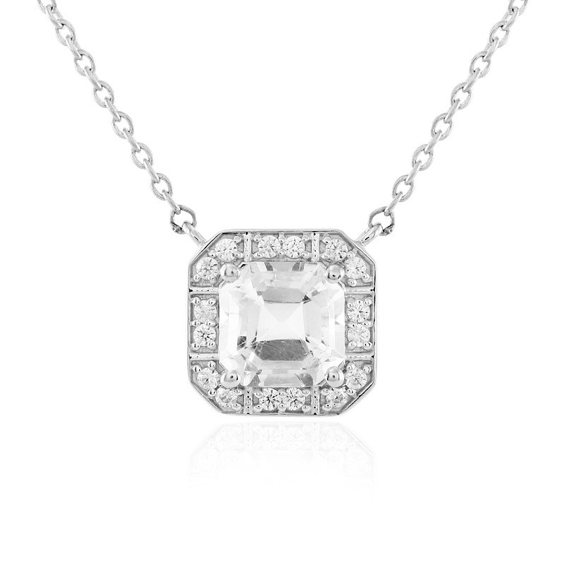 Asscher Cut Platinum Pendant | Ouros Jewels