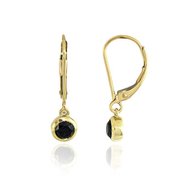 9K Black Diamond Gold Earrings