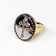 Zircon gold plated silver ring with cross