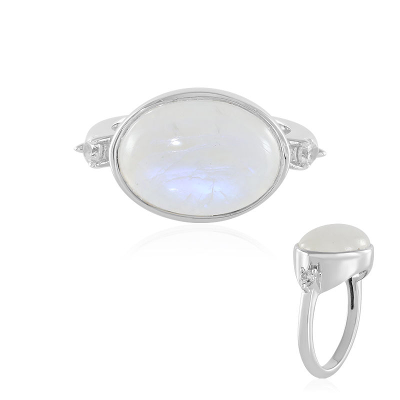 Sterling Silver 92.5 % Rainbow Moonstone Ring at best price in Jaipur | ID:  23237696933
