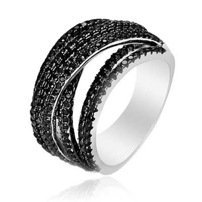 Black Spinel Silver Ring