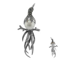 Ming Pearl Silver Brooch
