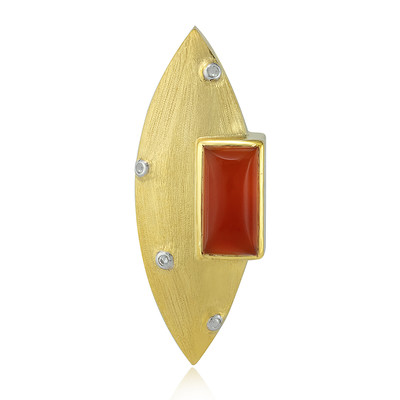Orange Chalcedony Silver Pendant (MONOSONO COLLECTION)