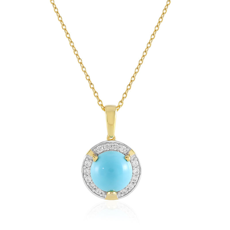 Buy Premium Sleeping Beauty Turquoise and Multi Gemstone Double Halo Pendant  Necklace 20 Inches in Vermeil Yellow Gold Over Sterling Silver 4.40 ctw at  ShopLC.