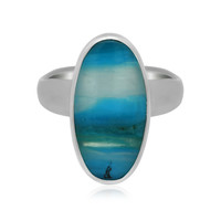 Blue Atacama Opal Silver Ring