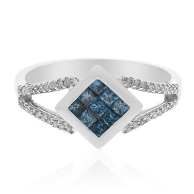 10K Blue Diamond Gold Ring