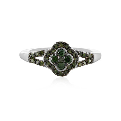 I1 Green Diamond Silver Ring
