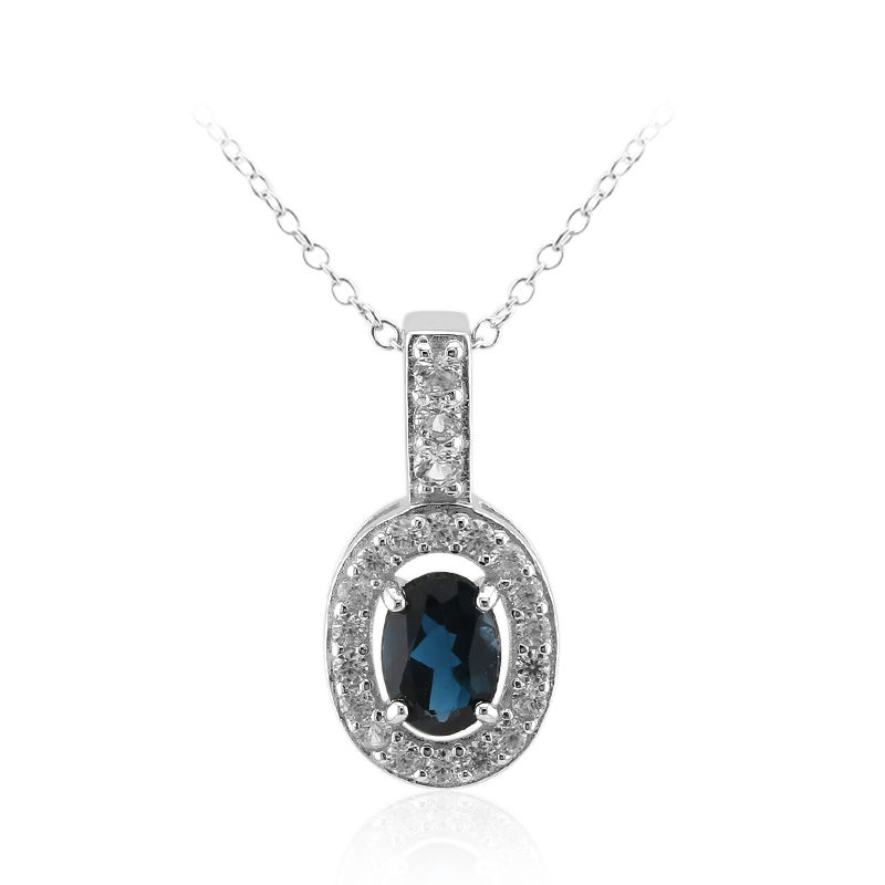 London Blue Topaz & Diamond Bar Necklace | Lee Michaels Fine Jewelry