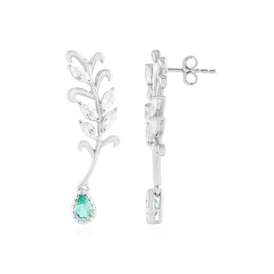 Colombian Emerald Silver Earrings
