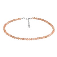 Peach Moonstone Silver Necklace
