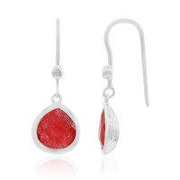 Red Jade Silver Earrings