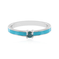 I4 Blue Diamond Silver Ring