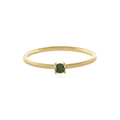 18K I2 Green Diamond Gold Ring
