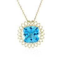 9K Swiss Blue Topaz Gold Necklace (Ornaments by de Melo)