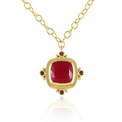 Raspberry Chalcedony Brass Necklace (Juwelo Style)
