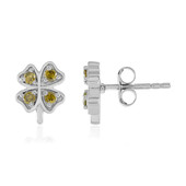 I3 Yellow Diamond Silver Earrings