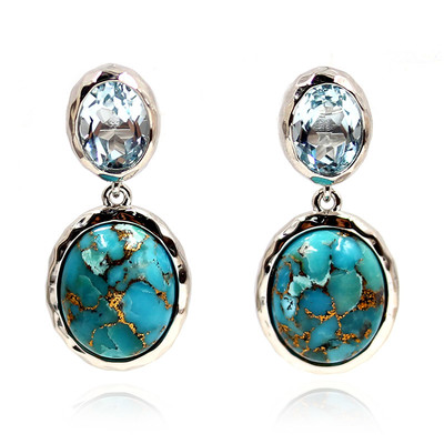 Blue Copper Turquoise Silver Earrings (Faszination Türkis)